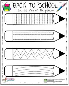 back to school trace the lines on the pencils