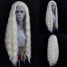 PRICES MAY VARY. Synthetic Hair Heat Resistant Up To 160 Degrees lace front wigs straight wigs with high quality Same Color And Hair Style As Pic Average Cap Size(22.5Inch) With Adjustable Straps and 3 Combs Easy to Take High quality swiss lace, strong and soft, never hurt skin.   Hair Material:100% High Quality Heat Resistant Synthetic Hair Fiber   Cap Size: FLEXIBLE & ADJUSTABLE-Average Cap Size(22.5Inch) With Adjustable Straps and 3 Combs.   Hair Color:White Blonde   Hair Style:Natural Curly Webster Wigs, Short Platinum Blonde Hair, Long Platinum Blonde, Wig Middle Part, Blonde Hair With Roots, White Blonde Hair, Blonde Waves, Icy Blonde, White Blonde