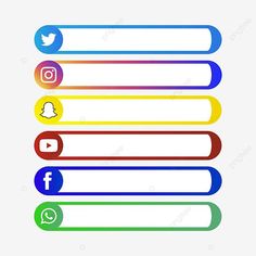 an image of social media icons with different colors and shapes, icon, colorful, flat png and psd