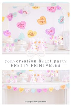 conversation heart party pretty printables