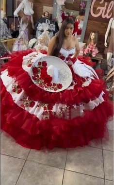 White Red Mexican charro Quinceanera Dress 2025 lace-up poncho floral embroidery vestidos de 15 Red Charro Quinceanera Dress, Charro Quinceanera Dresses, Quinceanera Dress, Quinceanera Dresses, Quinceanera, Floral Embroidery, Lace Up, Embroidery, Lace