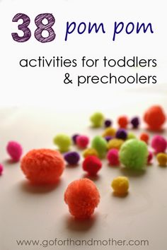 pom pom activities for toddlers and prechoolers with text overlay