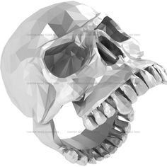 a skull ring made out of polygonal shapes