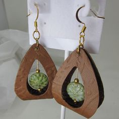 These Earrings Have Gold Plated Hardware. Brown Teardrop Hoop Earrings As Gift, Brown Teardrop Hoop Earrings For Gift, Brown Teardrop Hoop Earrings For Gifting, Brown Teardrop Jewelry For Everyday Wear, Brown Teardrop Jewelry For Everyday, Brown Teardrop Everyday Jewelry, Unique Brown Teardrop Earrings, Brown Teardrop Single Earring, Elegant Brown Pierced Teardrop Earrings