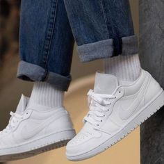 WMNS Air Jordan 1 Low "Triple White" Air Jordan 1 Triple White, Jordan 1 Low Multicolor, Jordan 1 Low Triple White, All White Jordans, Jordan 1 Top 3, Jordan 1 Low Outfit, Jordan 1 Black Toe, Air Jordan 1 White, Air Jordan 1 Low White