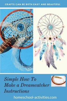 an image of some dream catchers with text that reads simple how to make a dream catcher instructions