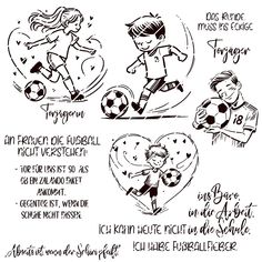 the instructions for how to play soccer in english and german language, including an image of a