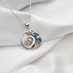 Water Inspired Jewelry, Waves Jewelry, Waves Necklace, Water Jewelry, Wave Pendant, Art Clay Silver, Wave Jewelry, Ocean Inspired Jewelry, Ocean Necklace