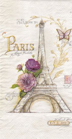 the eiffel tower with flowers on it is in front of a white background