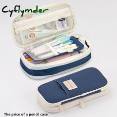 Cyflymder Large Capacity Pencil Case Stationery School Supplies Cases Pouch Office Desk Storage Bag Cute Pencil Pouches, Large Pencil Case, School Storage, Canvas Pencil Case, Pencil Case Pouch, Pencil Case Stationery, Bags For Teens, Stationery Organization, Eid Al Adha