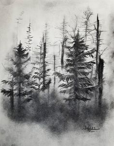 Gloomy forest. Rustic Landscape Charcoal Drawing. Gallery wall art. Drawing sketch charcoal. Without frame. Size: 9x12 in. Color may vary a little from the picture. Landscape Charcoal Drawing, Landscape Charcoal, Gloomy Forest, Forest Sketch, Charcoal Artwork, Forest Drawing, Rustic Landscape, Graphite Art, Nature Sketch