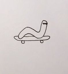 a black and white drawing of a skateboarder's foot on the board