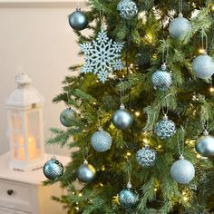 This set includes a variety of tree ornaments, featuring balls in different shapes such as diamond-patterned balls and snowflake. The diverse designs complement each other well, adding interest and charm to your overall decorOur tree ornaments include 3 special finishes: shiny, matte, and glitter. The multi-finish and novelty shape ornaments meet all your favorite tree ornament needs, and the molding seam is almost invisible, making them look exquisiteThese Christmas ornament are made of suffici Blue Ornament Christmas Tree, Christmas Tree Light Blue, Light Blue Christmas Tree Decorations, Light Blue Ornaments Christmas Tree, Christmas Tree With Blue And Gold Irnaments, Flocked Tree Blue Ornaments, Diy Tabletop, Blue Christmas Tree Decorations, Christmas Ball Ornaments