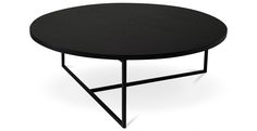 a black coffee table with metal legs on an isolated white background, viewed from the front