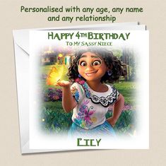 encanto birthday card Personalised Birthday Cards, Happy 6th Birthday, Happy 4th Birthday, Fabulous Birthday, Spiderman Birthday, Personalized Birthday Cards, Happy Relationships, Niece And Nephew, 4th Birthday