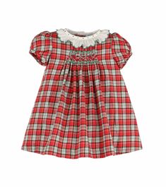 Casero & Associates Casero & Associates Scottish Check Dress Red Check Dress, Magnolia Baby, Beaufort Bonnet Company, Bow Sweater, Street Kids, Check Dress, Ruffled Collar, One Piece Outfit, Bubble Romper