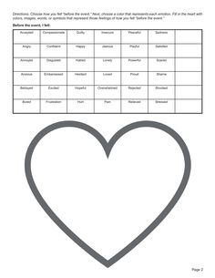 The “Feelings Heart Exercise” is a therapeutic art activity commonly used in art therapy sessions to help individuals explore and express their emotions in a visual and creative way. This Color Your Feelings Heart Worksheet is a powerful technique that will help you visually represent and explore your emotions, foster a deeper understanding of your feelings, and aid in emotional healing and expression. In this adaptation, we will explore feelings before and after an event happened. Our Art Therapy Color Your Feelings Before and After Event Worksheet PDF (Editable, Fillable, Printable) is perfect for counselors, psychologists, psychiatrists, social workers, therapists, and other mental health professionals.

This Art Therapy Color Your Feelings Before and After Worksheet PDF can be download Heart Worksheet, Distress Tolerance Worksheets, Therapeutic Art Activities, Heart Exercise, Existential Therapy, Couples Therapy Worksheets, Anger Management Worksheets, Gestalt Therapy, Self Esteem Worksheets