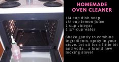 the instructions for how to clean an oven