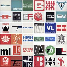 many different types of logos are shown in this collage, including letters and numbers