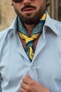 The rich medallion design will transport you to the cobblestone streets of Italy, while the luxurious silk feels sumptuously smooth against your neck. Made in Italy. The classic neckerchief size: Approx. 27" x 27". A comfortably large size that fits most men, unlike smaller bandanas. 100% silk twill: A soft, silky fabric traditionally used in men's tailoring for its look and its drape. Characterized by a diagonal weave which makes it very durable. Hand rolled hems: For the ultimate in luxury and Classic Neckwear For Gifts, Classic Business Scarves With Ties, Classic Business Scarves, Classic Silk Scarf With Ties, Classic Scarf Neckwear As Gift, Classic Silk Neckwear With Pocket Square, Classic Gold Silk Scarf For Formal Occasions, Luxury Silk Scarf For Business, Classic Silk Scarf For Gift