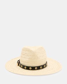 Keep the sun off your face, and look good at the same time. The Delilah is classic fedora shape woven from straw. A leather hat band is around the middle and decorated with gold-tone eyelets. This is luxe accessory is the best way to elevate your outfits on sunny days  Fedora hat Leather hat band Metal hardware eyelets Engraved logo roller buckle Adjustable Gold Fedora For Summer, Chic Gold Fedora For Summer, Elegant Straw Hat For Summer Rodeo, Elegant Summer Straw Hat For Rodeo, Classic Gold Beach Hat, Classic Gold Hat For Summer, Classic Gold Summer Hat, Leather Hat, Band Metal