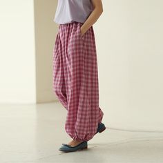 Welcome to LindaMengbi. We are handmade lovers who make every item with heart. Every items is handmade by a member of our family. We love custom items, we can make any size according to your requirements, feel free to contact us! ! ! Breathable Cotton Pants Plaid Lantern Pants - Retro Wide-Leg Pants Gingham Pants, Summer Women's Loose Fitting Pants Casual Trousers To make it more suitable for you. Please tell me your body size: your height your weight your bust your upper arm circumference Please let us know if you have special requirements or special characters, such as wide shoulders, long arms, long waist, etc. We can make any size for you! ! ! Please refer to the size and size to find the most suitable size, if you are not sure, please feel free to contact me, I will be happy to help y Spring Plaid Pants With Pockets, Plaid Cotton Bottoms With Elastic Waistband, Plaid Relaxed Fit Summer Pants, Relaxed Fit Cotton Plaid Pants, Relaxed Fit Plaid Pants With Elastic Waistband, Summer Plaid Relaxed Fit Pants, Summer Relaxed Fit Plaid Pants, Casual Gingham Bottoms With Relaxed Fit, Casual Gingham Relaxed Fit Bottoms