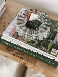 a book sitting on top of a wooden table