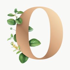 the letter o is surrounded by leaves and flowers