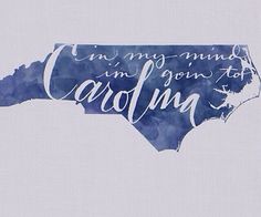 a watercolor map with the words i'm in my mind and i'm going to carolina