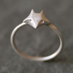 "Please read my shop announcement for delivery time. If you need it by a specific date, please contact me first. Thank you! Gift packaging as well as a gift note is available at checkout. If you want to include a note, add your message in the note box during checkout. Small fox ring in sterling silver. The fox is approx. 3/8\" wide. Also offered with diamond eyes as well as in 14k gold in separate listings. Please specify ring size at the time of order. If you have any special requests or questi Michelle Chang, Fox Ring, Fox Face, Diamond Eyes, Snake Ring, Open Mouth, Silver Fox, Animal Jewelry, Ring Collections