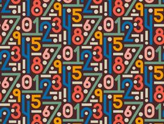 an abstract pattern made up of numbers and dots on a black background with multicolored lines