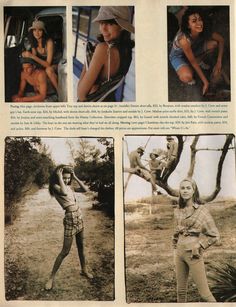 an article in the magazine shows pictures of people posing for photos with trees and animals