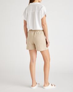 Relaxed and lightweight, these shorts are equally perfect for lounging around or stepping out to see friends. Made from soft, 100% organic linen, they’re a perfect addition for the warm weather.  | Quince | Women's Shorts in Driftwood, Size XL, Linen Relaxed Neutral Bottoms For Vacation, Beige Linen Shorts For Beach, Beige Linen Shorts For The Beach, Neutral Linen Beach Bottoms, Neutral Linen Shorts, Neutral Linen Shorts For Spring, Neutral Linen Shorts For Summer, Spring Neutral Linen Shorts, Summer Neutral Linen Shorts