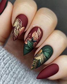 Art Deco Nails, Fall Nail Trends, Painted Nails, Nail Art Ideas, Manicure Y Pedicure, Types Of Nails