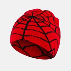 a red and black spider man hat