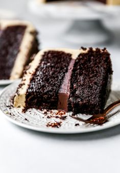 a slice of chocolate cake on a plate