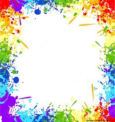 a colorful frame with paint splatters on the edges and white space in the middle