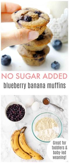 no sugar added blueberry banana muffins recipe for babies and toddlers to eat