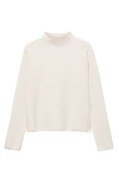 Every closet craves this sophisticated mock-neck sweater crafted in a fine-gauge knit for a closer fit. 25" length (size medium) Mock neck Long sleeves 50% viscose, 28% polyester, 22% polyamide Hand wash, tumble dry Imported White Cream Sweater, Cream Sweater, Fabric Gift Bags, Mock Neck Sweater, Nordstrom Store, Fabric Gifts, Free Fabric, White Cream, Print Gifts