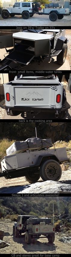 four different views of the back end of a truck