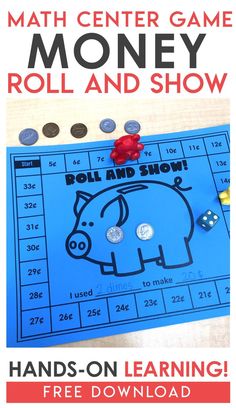 a roll and show game for kids to play on the table with coins in it