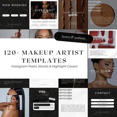 the website for makeup artist is displayed with many different images and text, including an image of