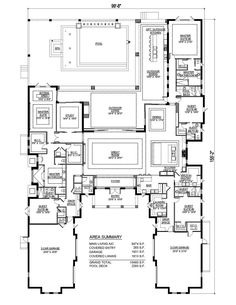 the floor plan for a house with an indoor swimming pool