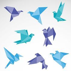 blue origami birds flying in the air