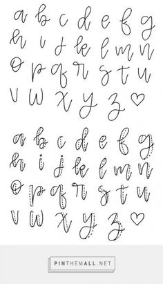 the handwritten alphabet is shown in black ink