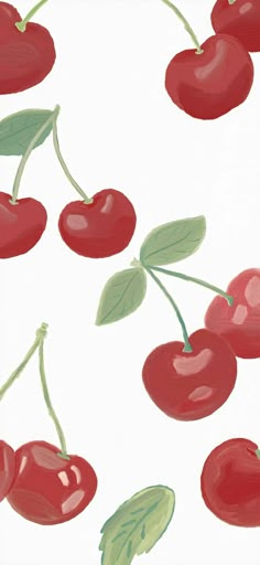 a painting of cherries on a white background