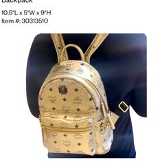 Brand New Never Used In Bag With Protective Bag Also It’s So Beautiful 100% Authentic Have All Paperwork From Store Also No Trades We Paid 800.00 Or More For This Bag 100 Percent Authentic Purchased From Store In Atlanta Gold Luxury Backpack, Designer Backpack With Gold-tone Hardware, Luxury Backpack For Errands, Gold Backpack With Adjustable Strap, Gold Backpack For Everyday Use, Gold Backpack For Travel, Gold Leather Backpack, Gold Leather Travel Backpack, Designer Backpack With Gold-tone Hardware For Everyday Use