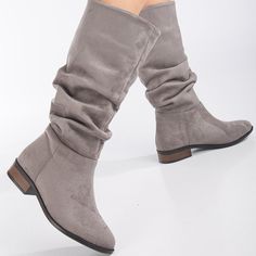 GRAY SLOUCH BOOTS - GRAY SUEDE BOOTS - GRAY BOOTS In search of Gray Suede Slouchy Boots? Our Gray Boots are unmatched in quality, crafted using premium materials. * The 1.1-inch (3 cm) flat heel enhances your style while ensuring comfort and stability with every step. These Long Boots boast an overall height of approximately 14 inches / 35 cm from the heel base to the top edge. * Whether strolling through city streets or dressing down for casual outings, our Gray Suede Tall Boots offer versatility and chic style. These handmade boots are tailored to fit true to size, so we recommend ordering your usual size. Discover our assortment of Gray Suede Boots today and feel the Belle Shoes difference! Model: Gray Suede Tall Boots Heel Height: 1.1 inches / 3 cm Product Type: Handcrafted Colors: Gra Boots Medieval, Suede Slouch Boots, Medieval Boots, Gray Boots, Grey Suede Boots, Slouch Boots, Boots Tall, Slouchy Boots, Handmade Boot