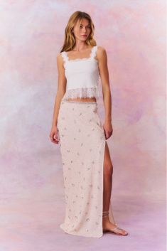 Embellished Midi Skirt, Rhinestone Skirt, Beaded Fabric, Tulle Maxi Skirt, Silk Maxi Skirt, Chiffon Maxi Skirt, Embellished Skirt, Latest Skirts, Tiered Maxi Skirt