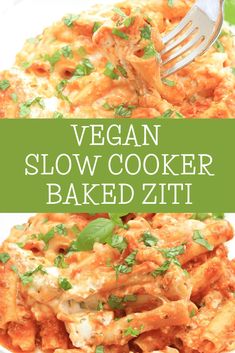 vegan slow cooker baked zitti is an easy and delicious recipe that's ready in under 30 minutes